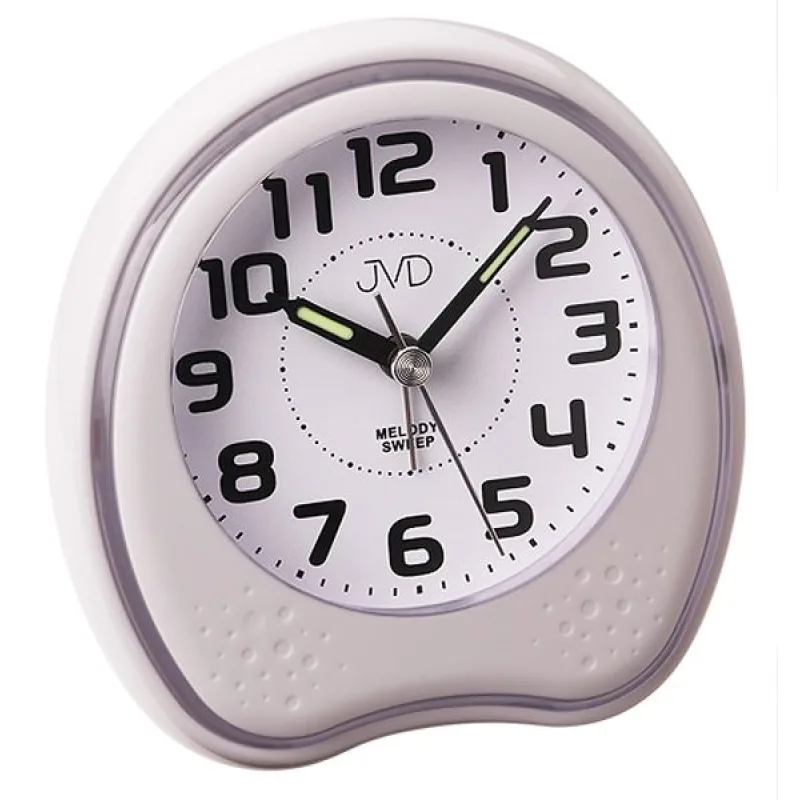 Bílý analogový budík JVD sweep SRP130.1 SKLAD