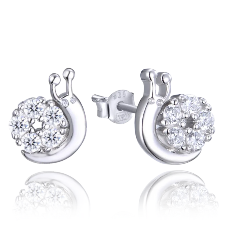 MINET Stříbrné náušnice ŠNECI se zirkony JMAN0345HE00