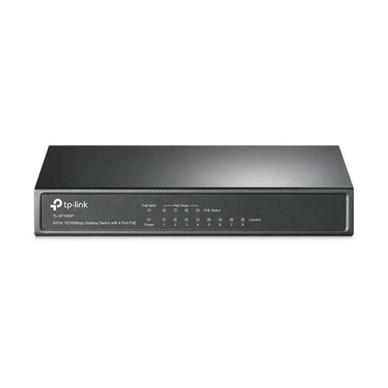 8-Port 10/100 Mbps Desktop Switch with 4-Port PoE+ PORT: 4× 10/100 Mbps…