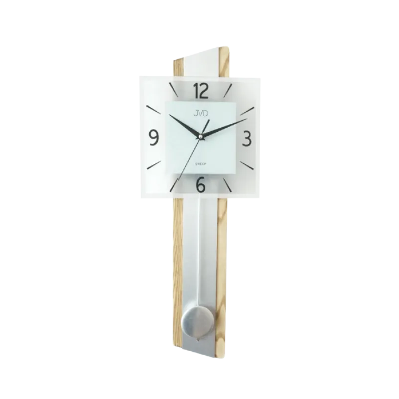 Kyvadlové dřevěné netikající tiché nástěnné hodiny JVD NS19030.1
