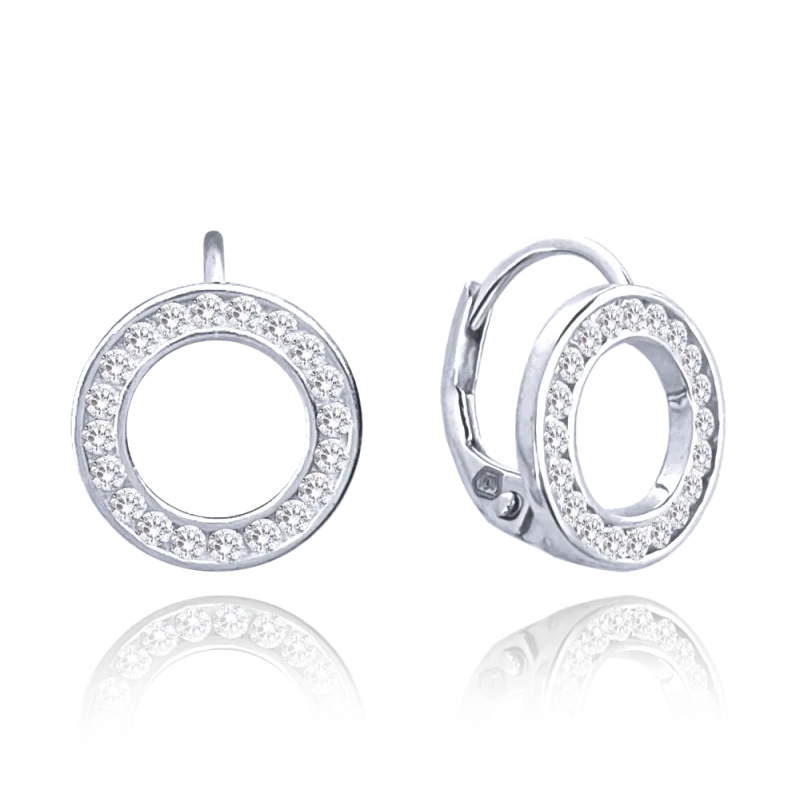 MINET Stříbrné náušnice KROUŽKY s bílými zirkony JMAS0182SE00