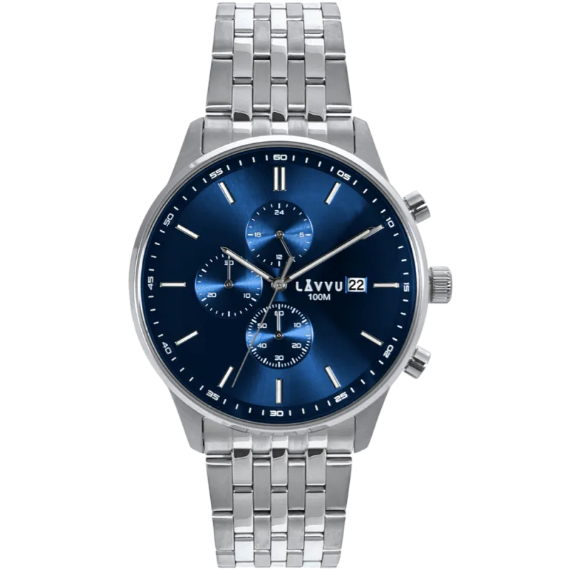LAVVU Pánské hodinky YSTAD Chronograph Blue s vodotěsností 100M chronograf LWM0250