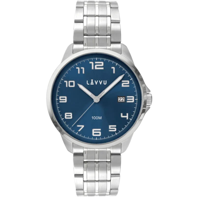 LAVVU Stylové stříbrné pánské hodinky LAVVU SORENSEN Blue LWM0201