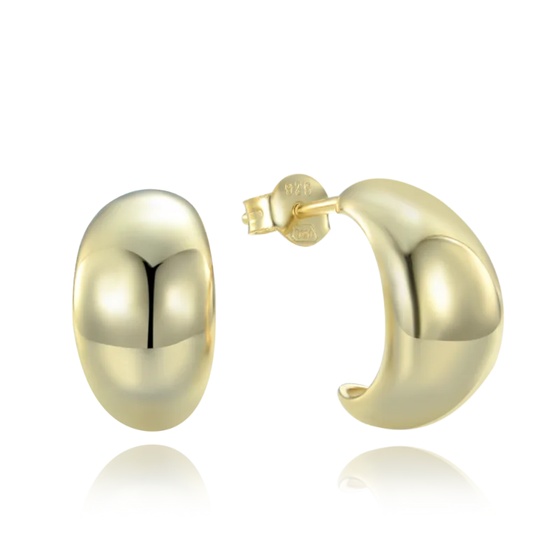 MINET Moderní pozlacené stříbrné náušnice zahnuté kapky JMAN0564GE00