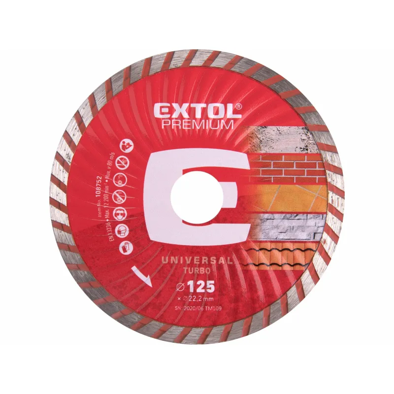 Diamantový rezný kotúč Turbo, 125mm, EXTOL PREMIUM