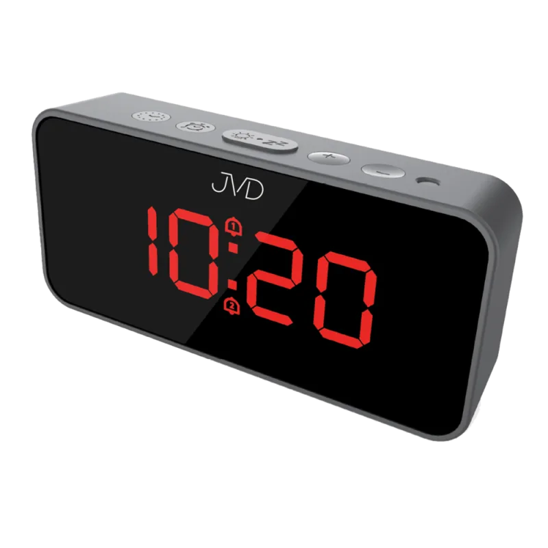 JVD Digitální budík do sítě JVD SB3212.3 s teploměrem, USB nabíjením a světelným senzorem