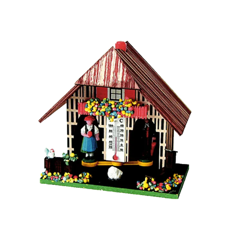 JVD Chaloupka dřevěný barometr ve formě pestrobarevné chaloupky s teploměrem B805