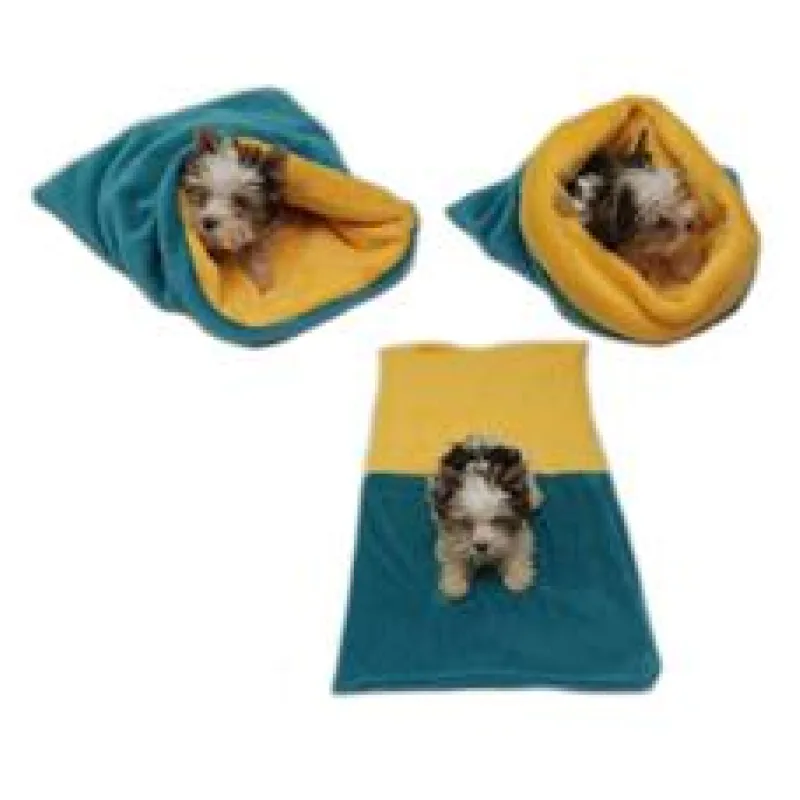 Marysa pelíšek 3v1 pro štěňátka/koťátka, tmavě zelený/žlutý