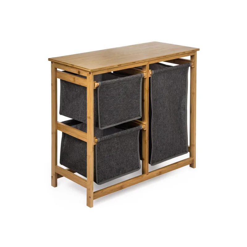 Bambusový kôš na bielizeň 38L s úložnými boxami