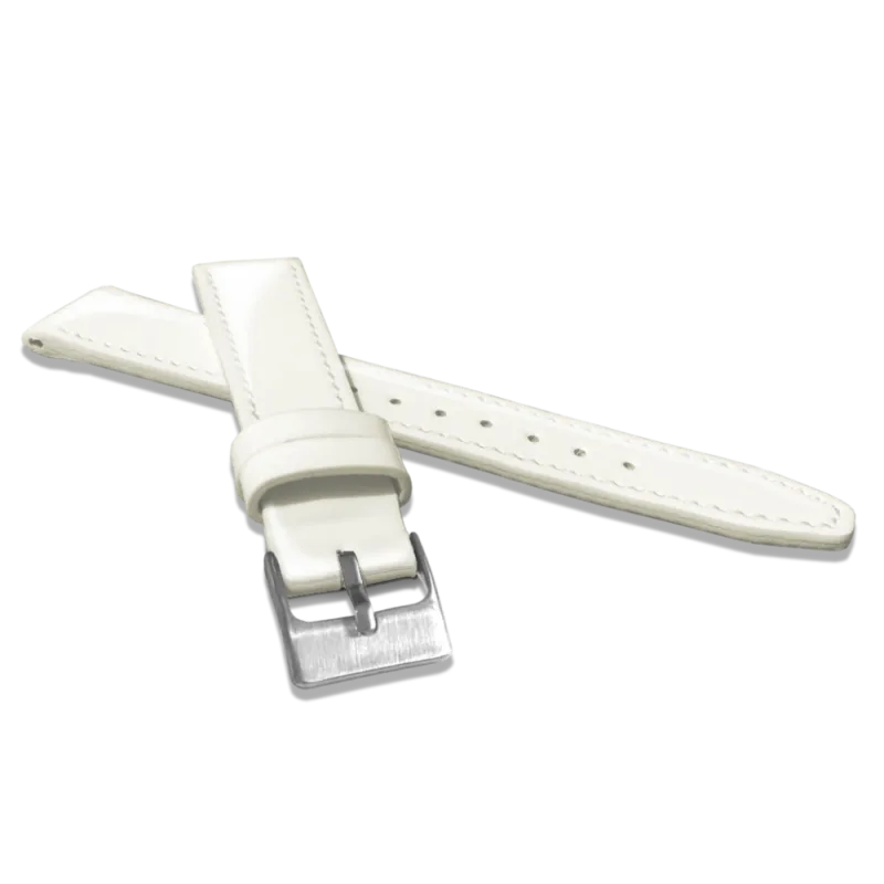 Porcelánově bílý kožený řemínek s vysokým leskem MINET GLAMOUR - 12 MSOUI12