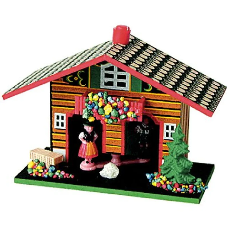 B809 - chaloupky dřevěný barometr ve formě pestrobarevné chaloupky