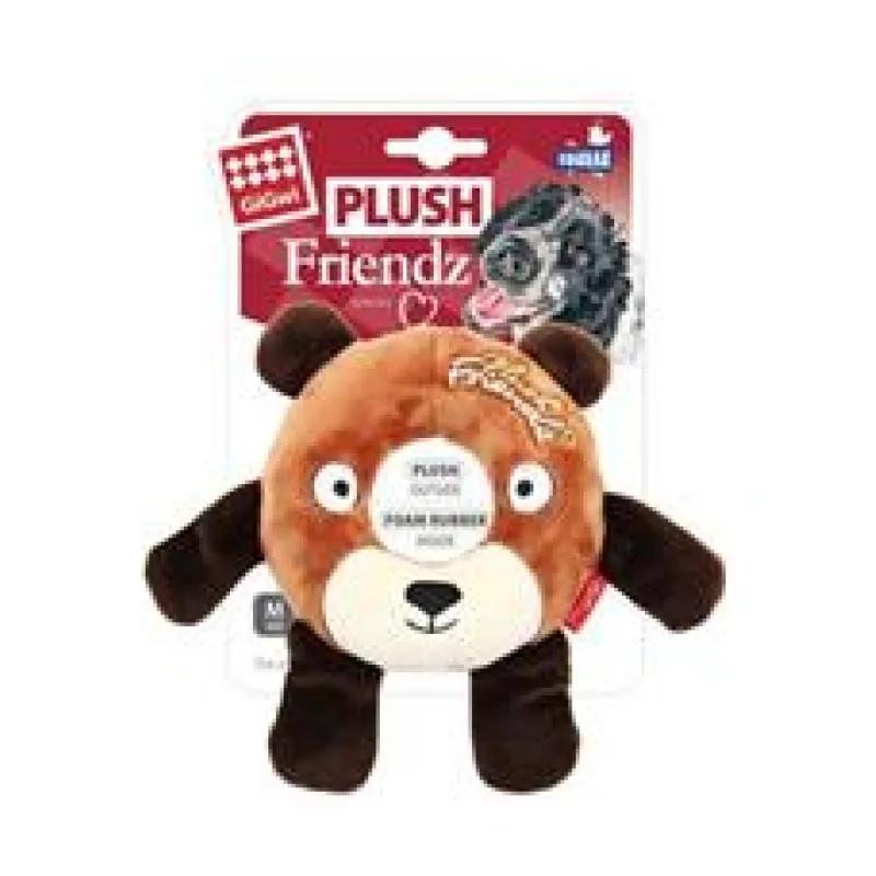 Hračka pes GiGwi Plush Friendz medvěd s gumovým kroužk 1 ks