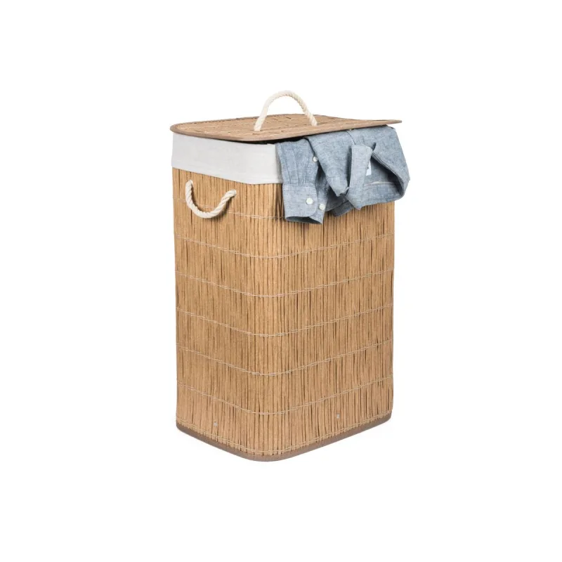 Kôš na bielizeň G21 72 l, imitácia ratanu, biely koš