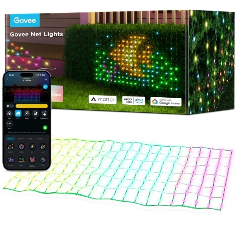 Govee RGBIC venkovní světelná síť - 1, 43 x 0, 85m Matter H6810341