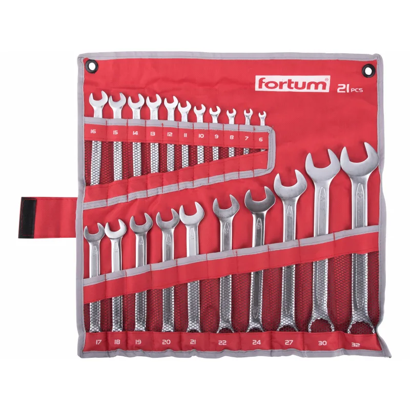 Kľúče očko-vidlicové, 21-dielna sada, 6-32mm, FORTUM