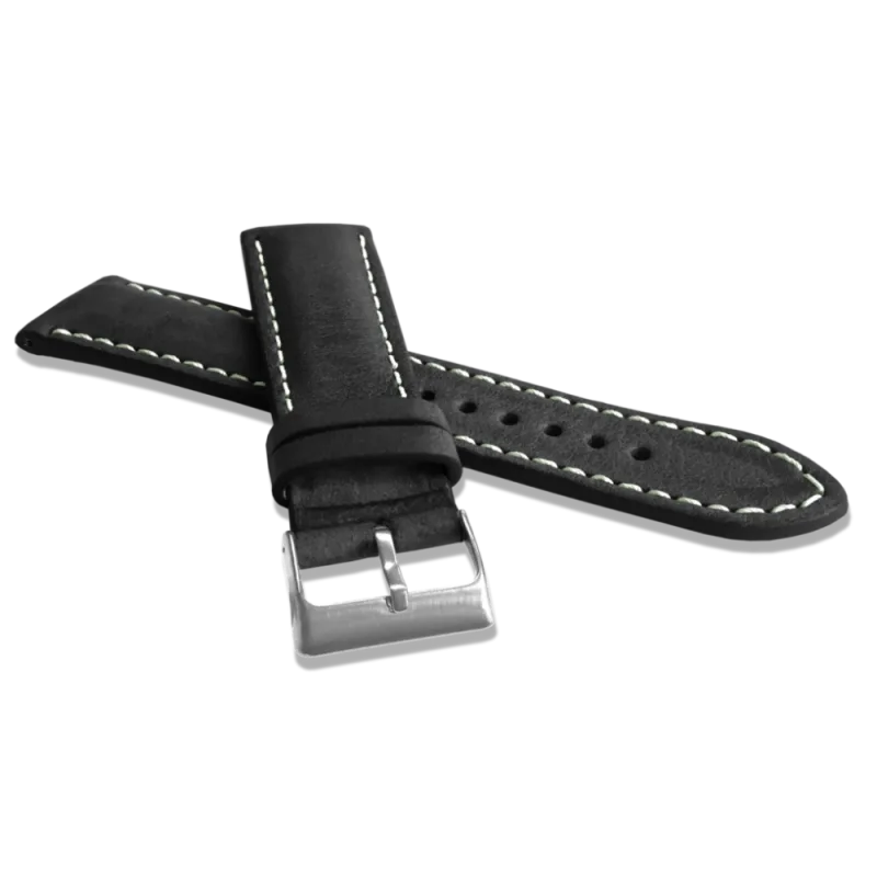 LAVVU Přírodně barvený černý řemínek NATURE z kůže Top Grain - 22 LSRUB22