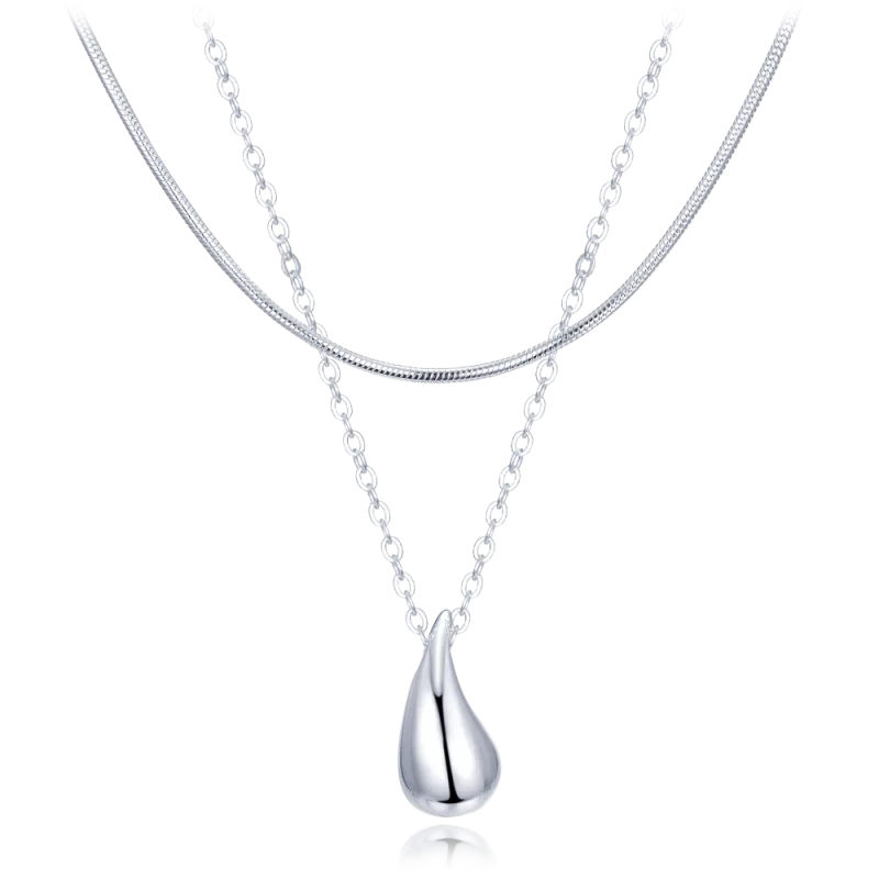 MINET Stříbrný dvojitý náhrdelník kapka JMAN0565SN45