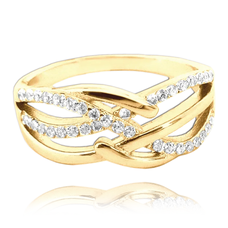 MINET Pozlacený luxusní stříbrný prsten s bílými zirkony vel. 57 JMAN0049GR57 SKLAD