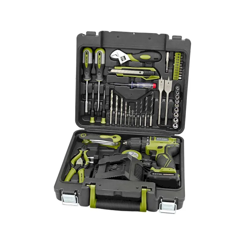 Sada náradia 46-dielna s aku vŕtačkou, 1x 12V/2Ah Li-ion, EXTOL CRAFT