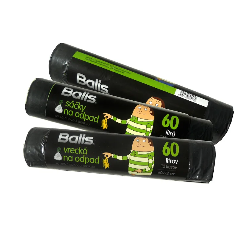 Vrecia na odpad zaťahovacie 60l, 10ks, 60x70cm