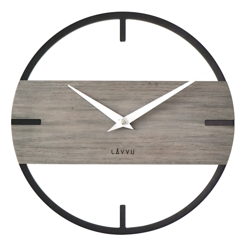 LAVVU Stylové design dřevěné hodiny LOFT v industriálním vzhledu ⌀35cm LCT4011