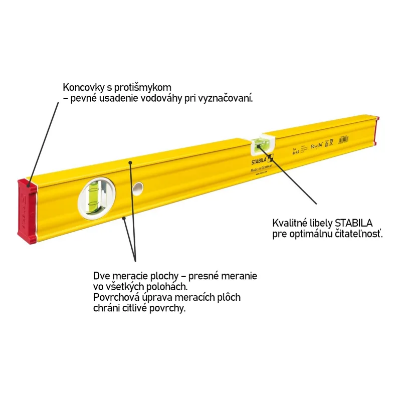 Vodováha STABILA 80 AS-2, hliníková, presnosť ±0,5 mm/m