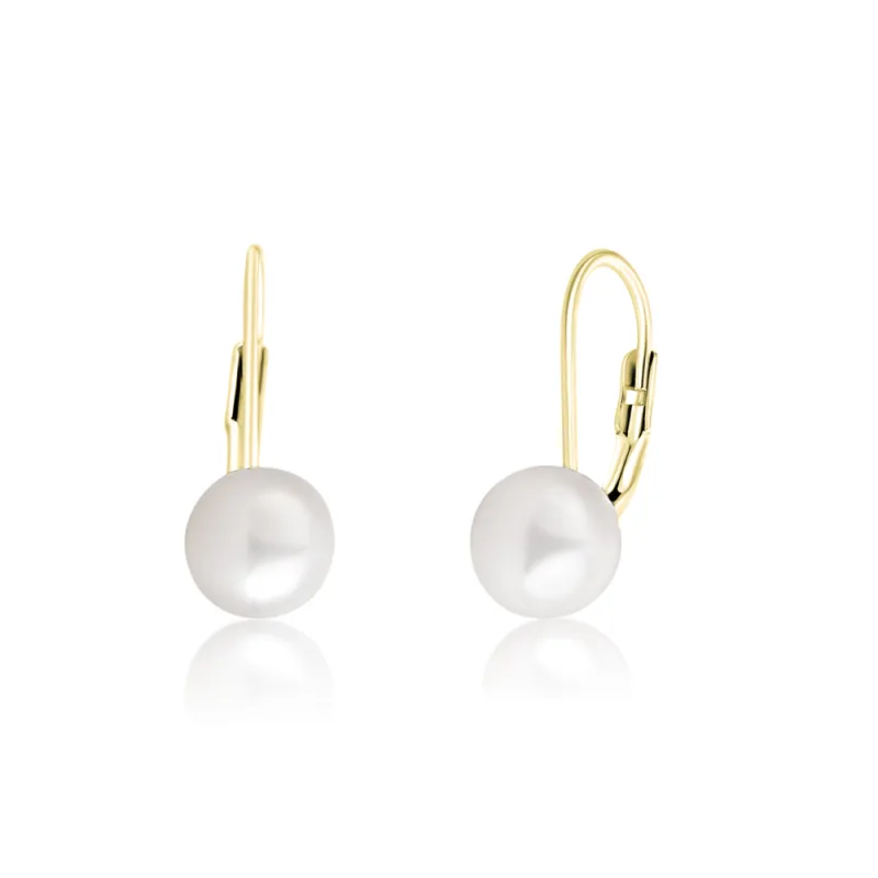 JVD Dámské stříbrné pozlacené náušnice klasické s perlami na patent SVLE0476XD2GP07