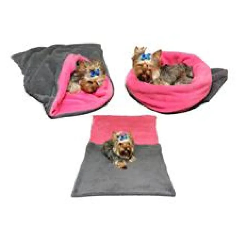 Marysa pelíšek 3v1 pro psy, šedý/tmavě růžový, velikost XL