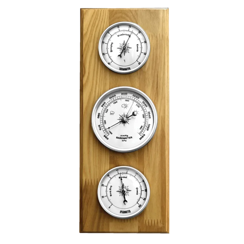 JVD Dřevěný retro hranatý teploměr, vlhkoměr a barometr JVD BA233/68