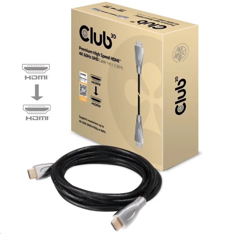 Club3D Kabel Certifikovaný HDMI 2.0 Premium High Speed 4K60Hz UHD, 1m…