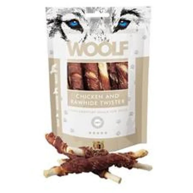 WOOLF pochoutka chicken and rawhide twister 100g