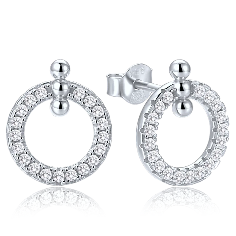 MINET Elegantní stříbrné náušnice kroužky se zirkony