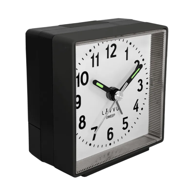 Černý budík LAVVU SWEEP s plynulým chodem LAS3010