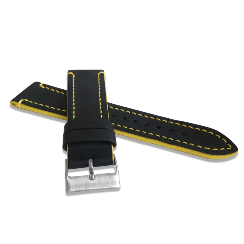 LAVVU Žlutě prošitý řemínek TAILOR z luxusní kůže Top Grain - 22 LSPBY22