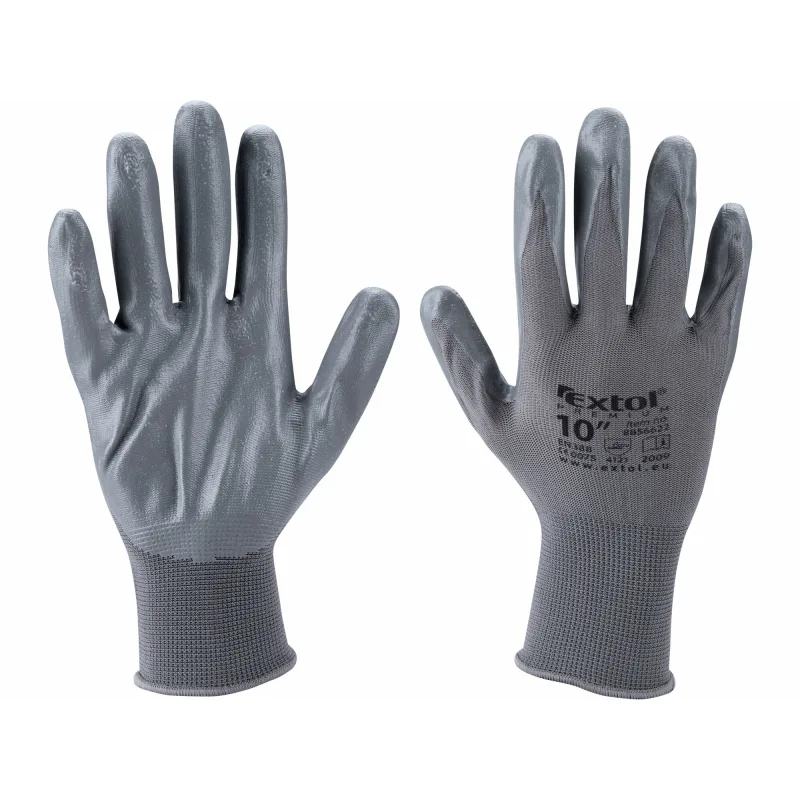 Rukavice nylon, máčané v nitrile, L/10", EXTOL PREMIUM