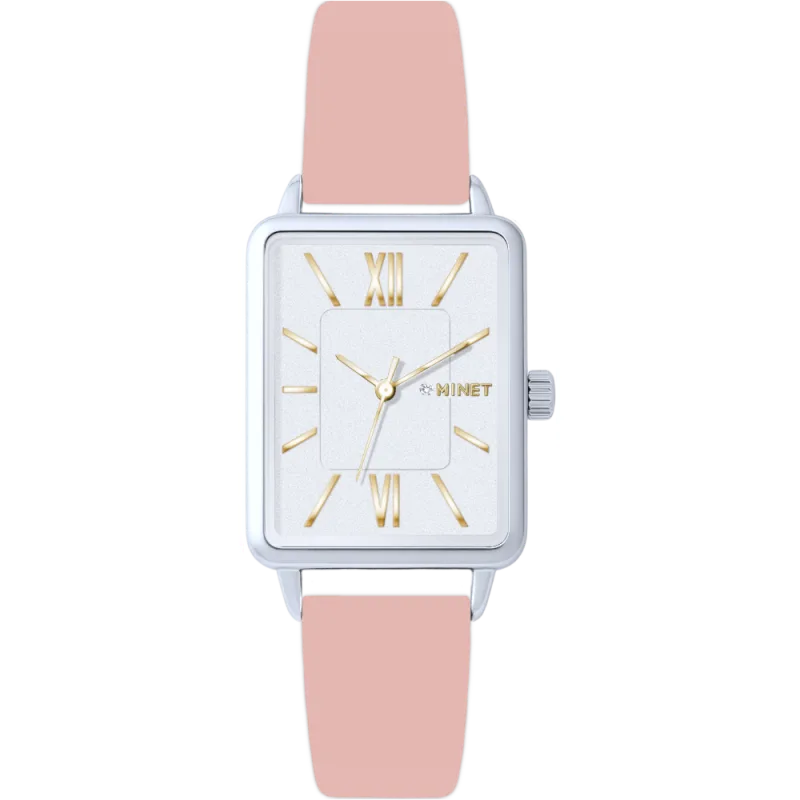 MINET Stříbrné dámské hodinky SIENA s růžovým řemínkem MWL5416