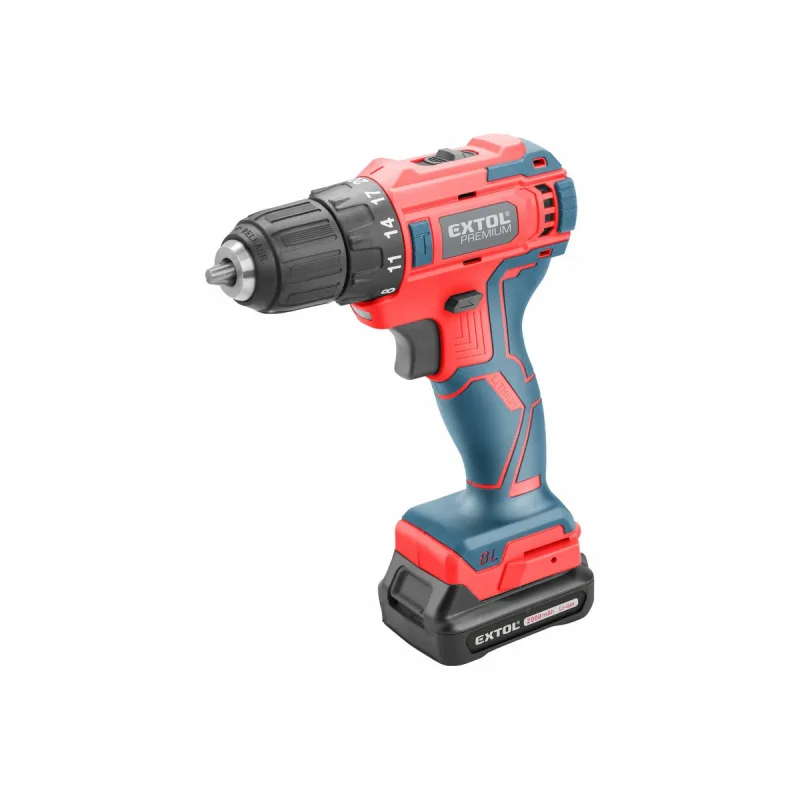 Vŕtačka akumulátorová, bezuhlíkový motor, 12V, 1x2Ah Li-ion, EXTOL PREMIUM