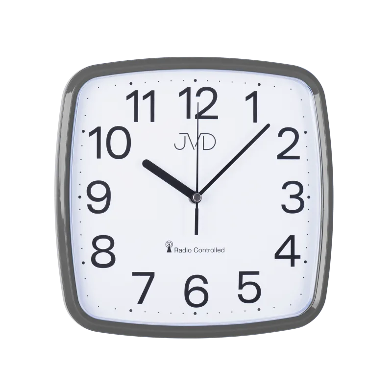 Šedivo-stříbrné hranaté rádiem řízené levné hodiny JVD RH616.6