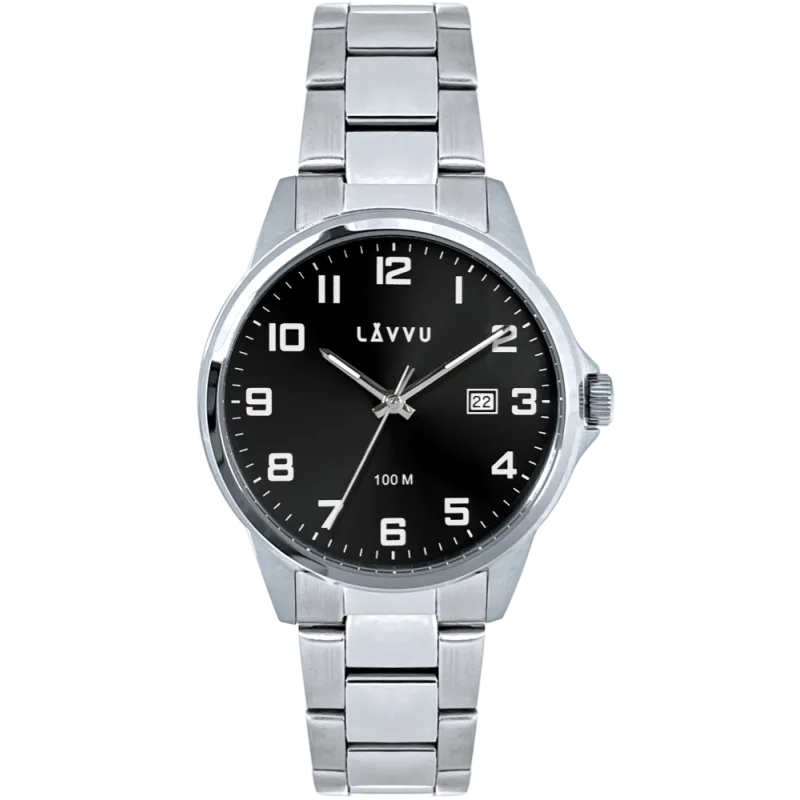 LAVVU Stylové pánské hodinky HAMRE Black 100M LWM0281