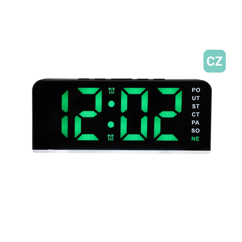 JVD Digitální černý budík do sítě se zelenými číslicemi JVD SB8033.1