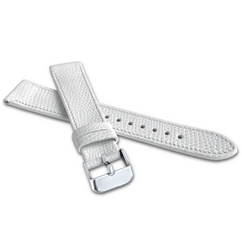 MINET Bílý řemínek LIZARD se vzorem ještěrky z luxusní kůže Top Grain - 14 LSAFW14