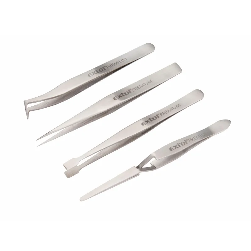 Pinzety, sada 4ks, antikoro, EXTOL PREMIUM