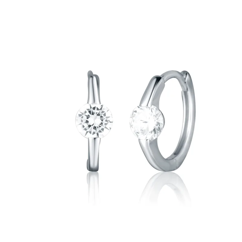 JVD Dámské stříbrné kruhové náušnice se zirkony SVLE2752X86BI00