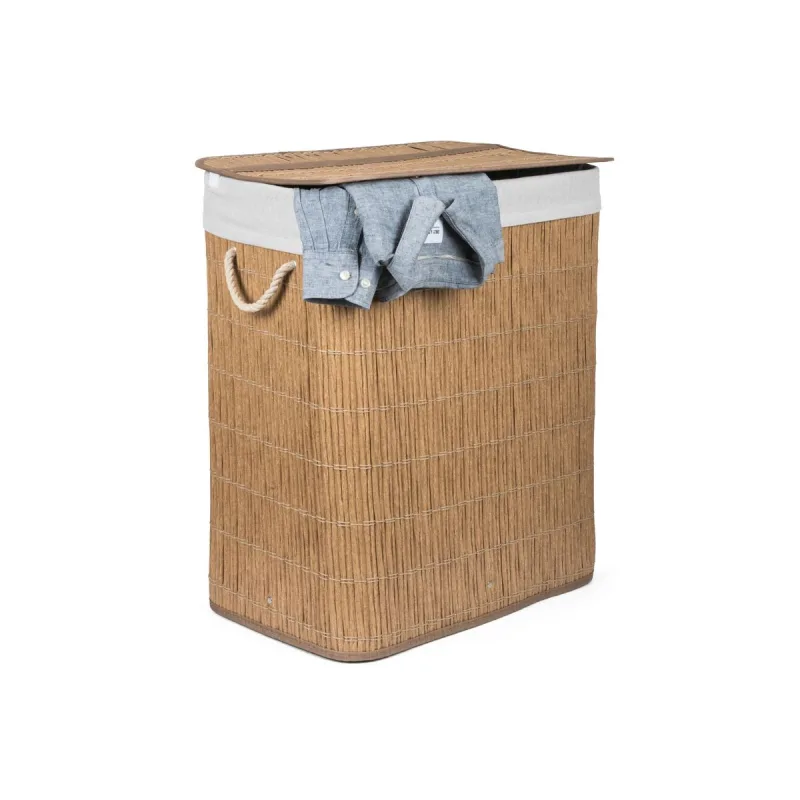 Kôš na bielizeň G21 105 l s rozdeľovačom, imitácia ratanu, biely koš