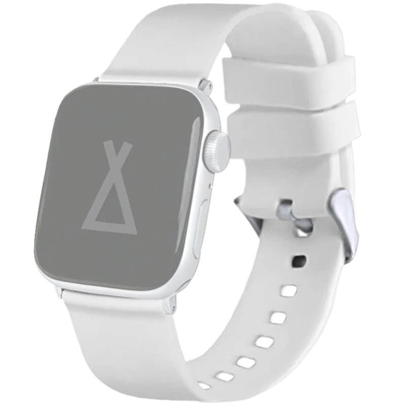 LAVVU Bílý silikonový řemínek na hodinky - stříbrný konektor pro APPLE WATCH 38-40 mm LSXBWS1