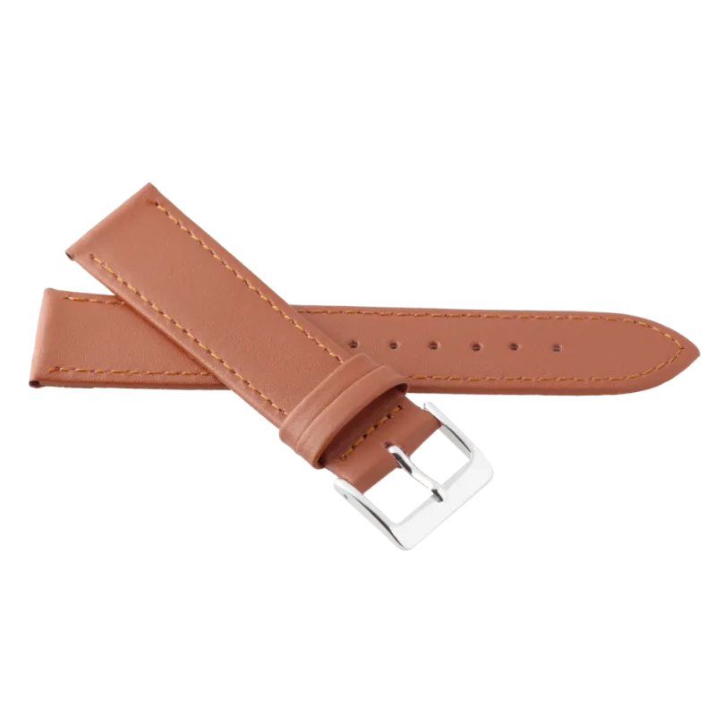 JVD Hnědý kožený prošívaný řemínek na hodinky R18203/10