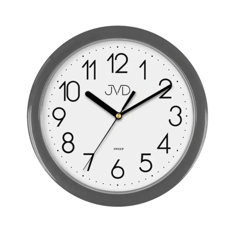 JVD Šedé plastové nástěnné netikající tiché hodiny JVD sweep HP612.14