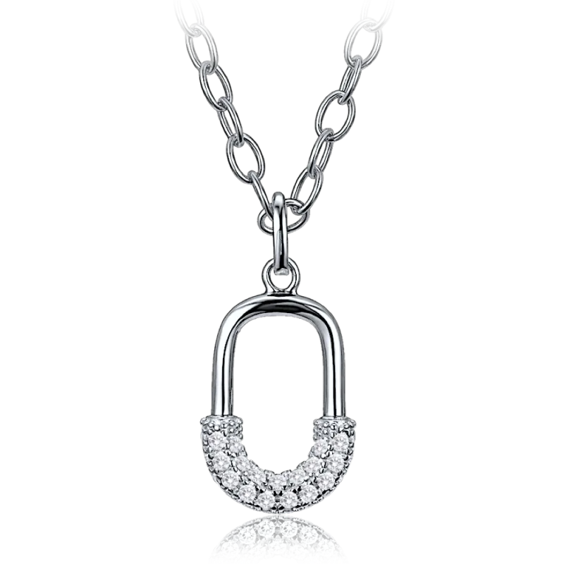 MINET Luxusní stříbrný náhrdelník se zirkonem