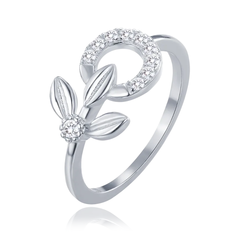 MINET Elegantní stříbrný prsten kytička s bílými zirkony vel. 53 JMAS0248SR53