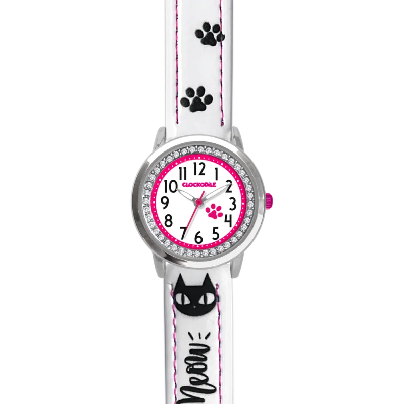 CLOCKODILE Bílé dívčí dětské hodinky KOČKY CWG5191